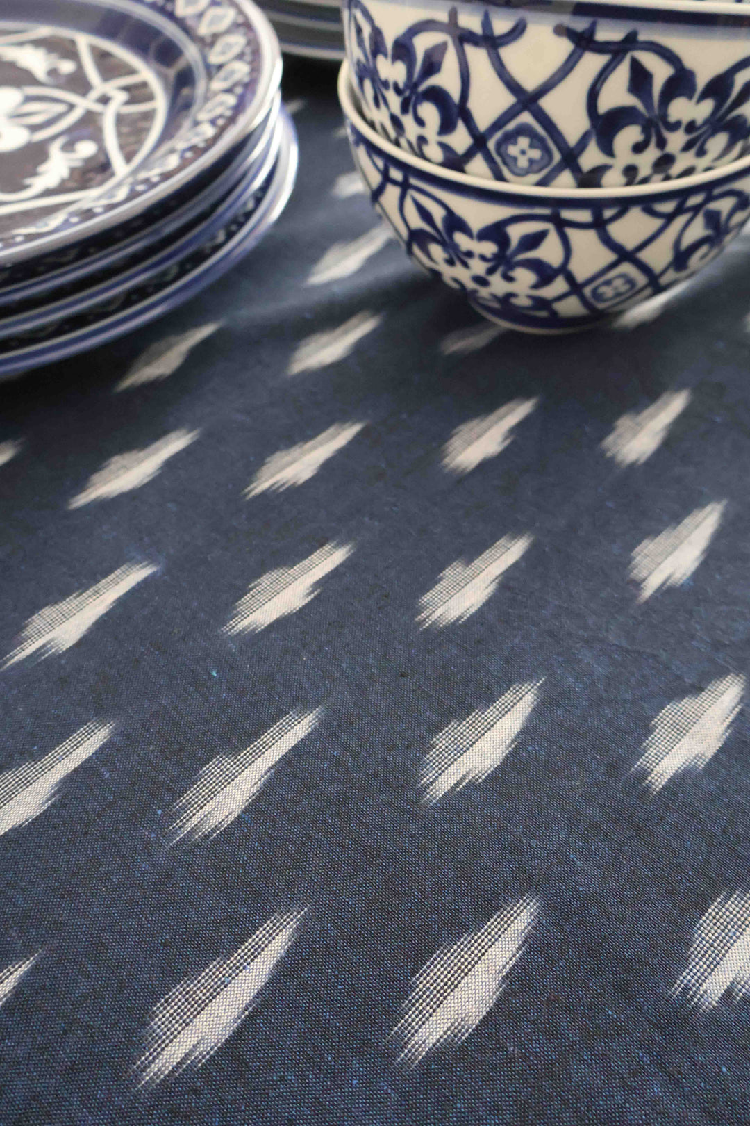 Reversible Ikat Tablecloth - Indigo and Red