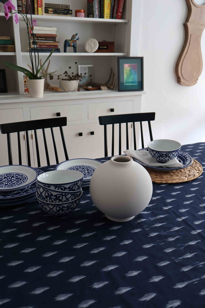 Reversible Ikat Tablecloth - Indigo and Red