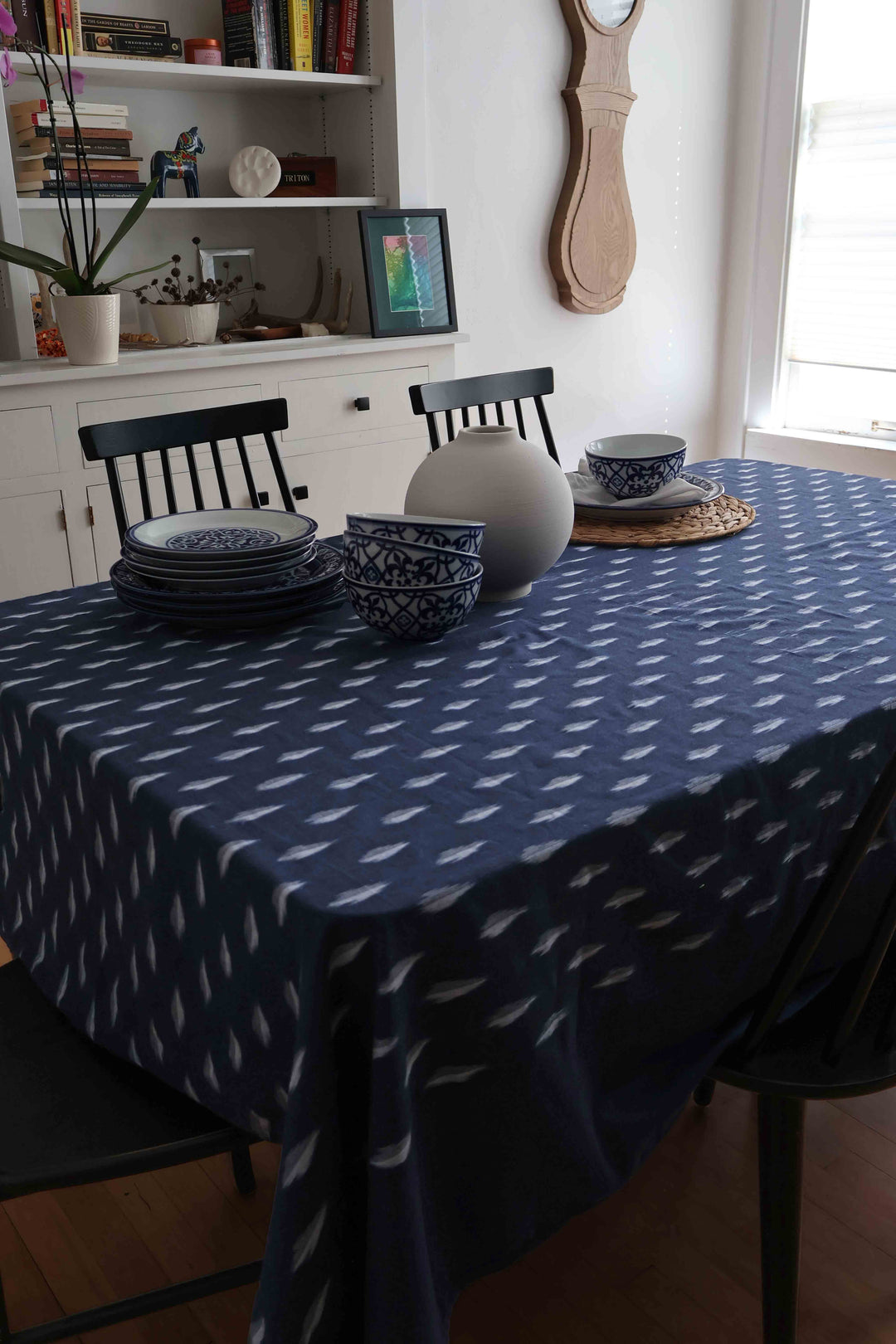 Reversible Ikat Tablecloth - Indigo and Red